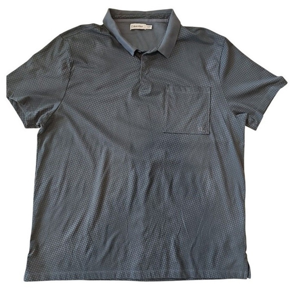 Calvin Klein Mens XXL Gray Micro Dot Short Sleeve Pocket Polo Golf Shirt